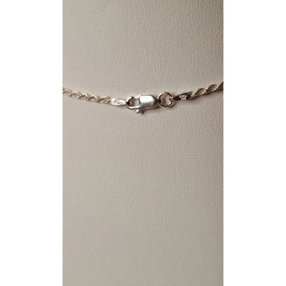 Peanut Wood Jasper Stone & 925 Pendant With Sterling Silver Rope Chain 18" - Picture 6 of 6